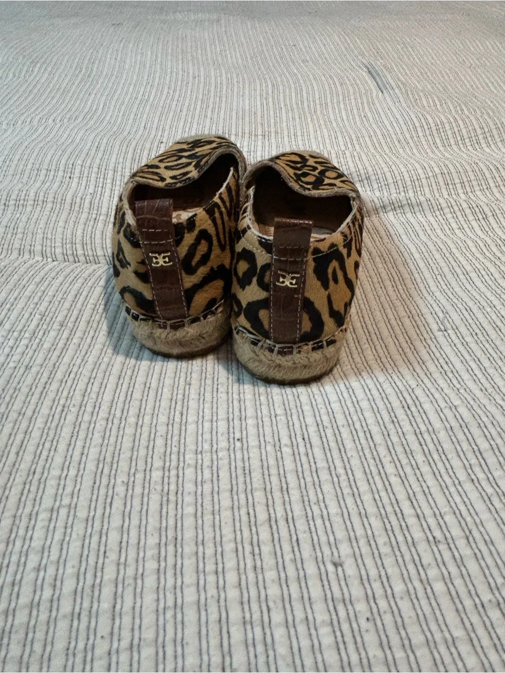 Sam Edelman Leopard Print Espadrille Slip-On Flats - Tan/Black